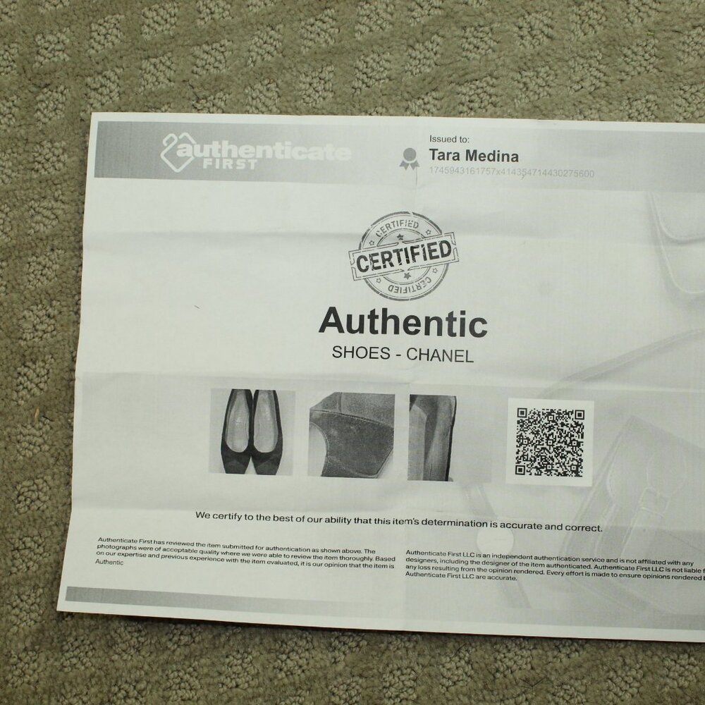 Chanel Women's Size 9 Suede Black Body Red Cap Toe Low 1.75" Block Heels - Picture 8 of 8